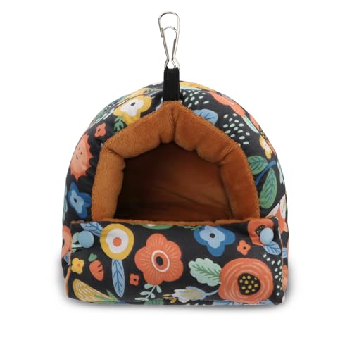 Bird Nest House Winter Warm Snuggle Hut Bird Bed Hanging Hammock for Parrots Budgies Parakeets Caique Senegal Cockatiels Conures (Small / Black)