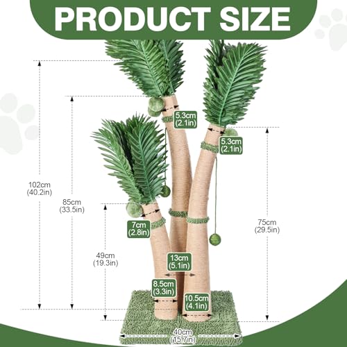 40'' Tall Cat Scratching Post Cat Tree (Style D)