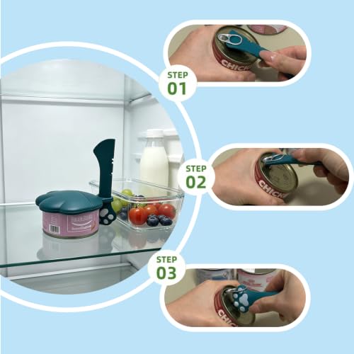 Cat Food Can Spoon & 3 Pcs Can Lids (Cat Paw / Dark Blue)