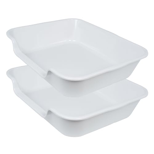 Extra Large Low Entry ABS Cat Litter Box (Large (Pack of 2) / Light Gray)