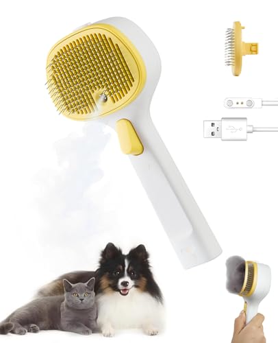 Cat Steam Brush for Cats & Dogs (Yellow - Short Head)