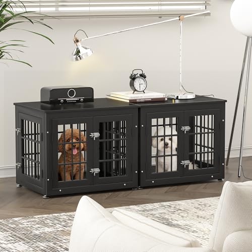 26" Heavy Duty Dog Crate Furniture for Small Dogs (Black / 26.0"L x 20.5"W x 22.0"H)