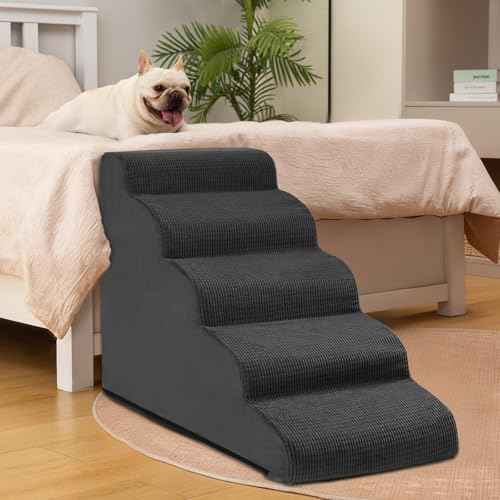 Dog Stairs for High Bed (Black / Standard 5-Step 22.2"H)