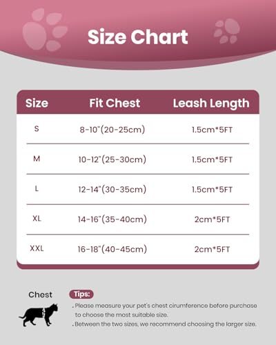 Cat Harness and Leash Set (Pink / M(Chest 10-12"))