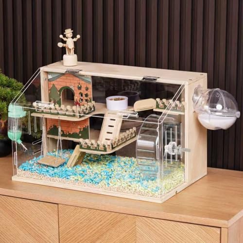 11 in 1 Wooden Hamster Cage with All Accessories (19.3"L x 11.5"W x 11.8"H)