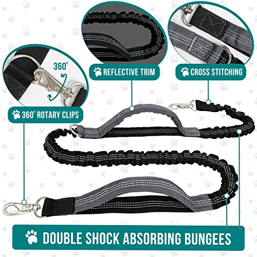 Hands Free Dog Leash Waist Belt Bag Fanny Pack (Turquoise / 2 Leashes)