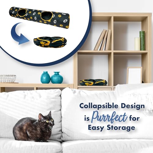 NFL Green Bay Packers Cat Tunnel Tube Toy with Plush Football Catnip and Feathers Collapsible Tunnel for Cats to Play (Green Bay Packers)