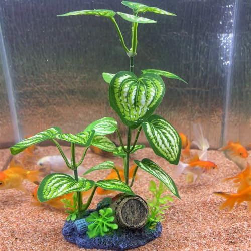 Aquarium Silk Plants for Betta Fish Tank (Light Green / small 4)