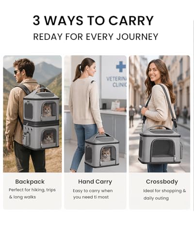 Detachable Double Cat Backpack Carrier for 2 Pets
