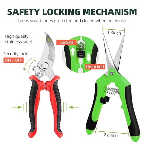 3 Pack Garden Pruning Shears Scissors Clippers (Multicolor)