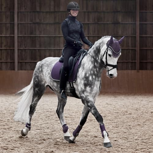Adepto Padded All Purpose Quilted Equestrian Saddle Pad for Horses with Two (Blackcurrant Purple / Horse)
