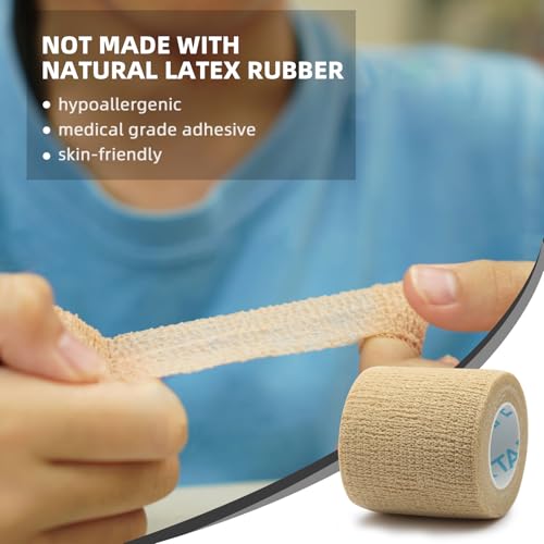 Self Adherent Cohesive Bandages Wrap 24Packs 2" x 5 Yards (Beige / 2 In x 5 Yards)
