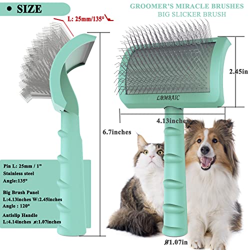 Dog Slicker Bursh for Goldendoodles Toy Poodles Fluff Shedding (green)