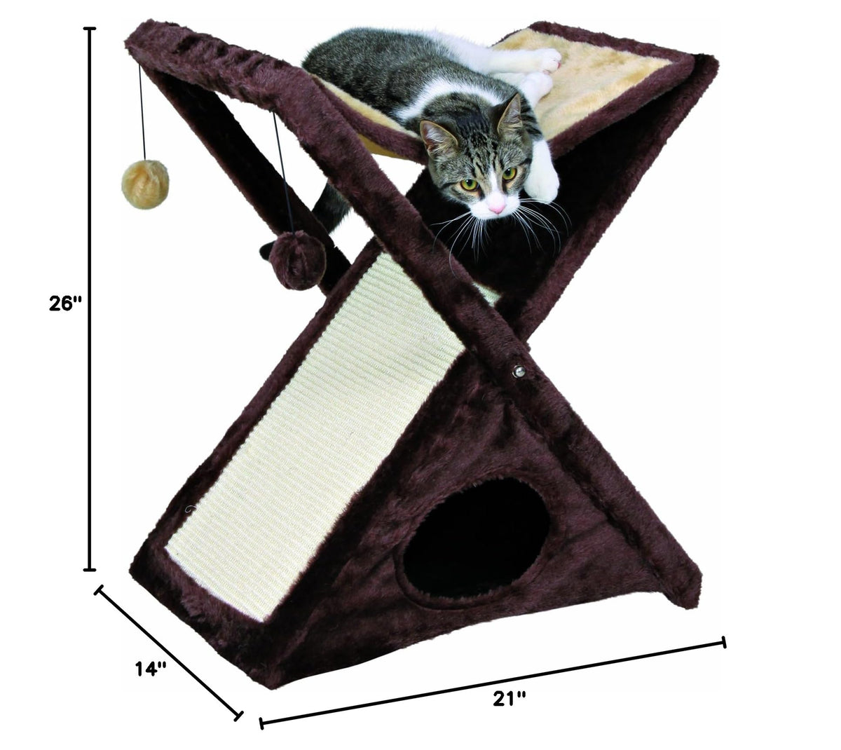 Miguel Fold and Store 25.5" Indoor Cat Furniture (Brown)