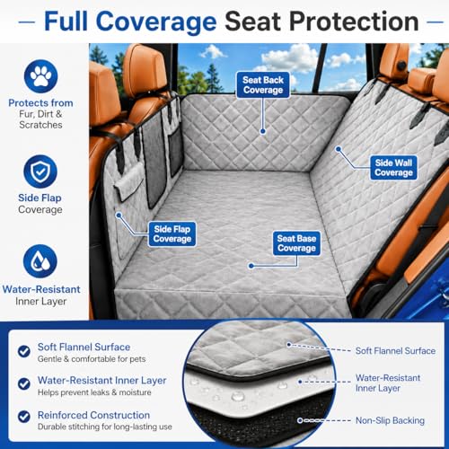 Dog Car Seat Cover for Back Seat (Gray flannel / For Car/SUV/Small Truck)