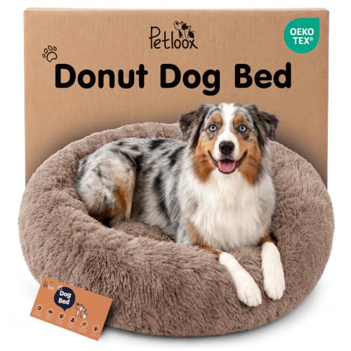 Calming Donut Dog Bed for Small Dogs (Camel / Large (36"L x 36"W x 10"Th))