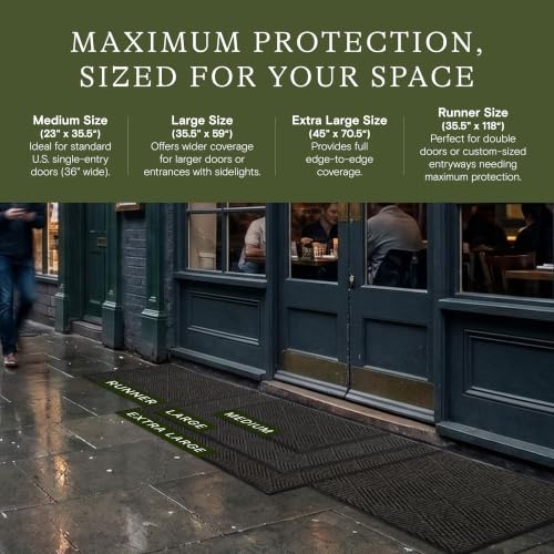 Diamonds Front Door Mat Indoor Outdoor Entrance (59"L x 35.5"W x 0.4"Th / Charcoal)