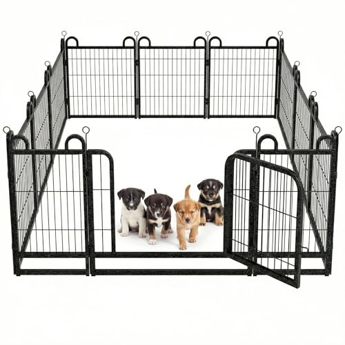 Puppy Playpen 12 Piece Panels Small Dog Fence Outdoor Indoor Use 24" Height (22"W x 24"H)
