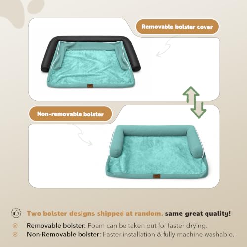 XXL Orthopedic Waterproof Dog Bed with Bolster for Extra Large Dogs (45.0"L x 35.0"W x 8.0"Th / Aqua Blue)