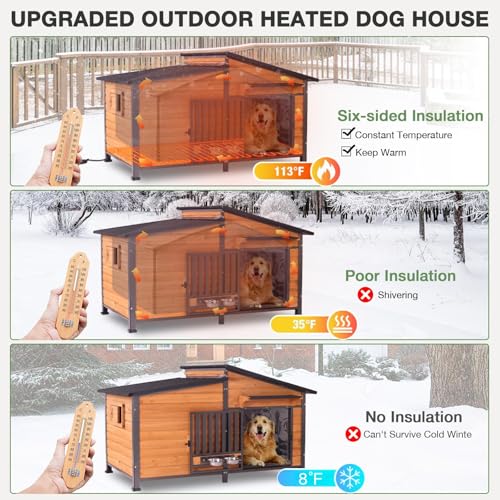 60‘’ Extra Large Heated Dog House Outdoor Weatherproof Dog Shelter with Anti (Heated Dog House)