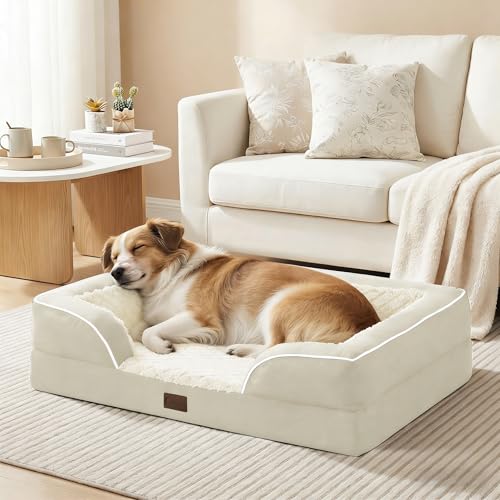 Waterproof Orthopedic Dog Bed for Extra Large Dogs (Beige / 42.0"L x 30.0"W x 8.5"Th)