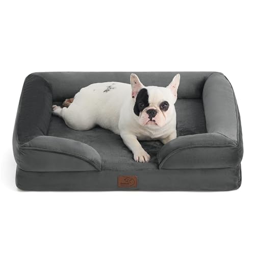 Orthopedic Dog Bed Medium Size Dogs (Dark Grey / 28"l X 23"w X 6.5"th)