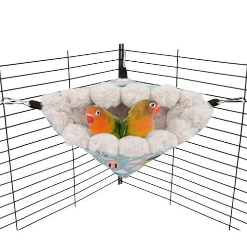 Bird Nest House Winter Warm Hanging Hammock Bird Bed Snuggle Hut for Parakeets Budgies Caique Conures Cockatiels (Medium / Blue)
