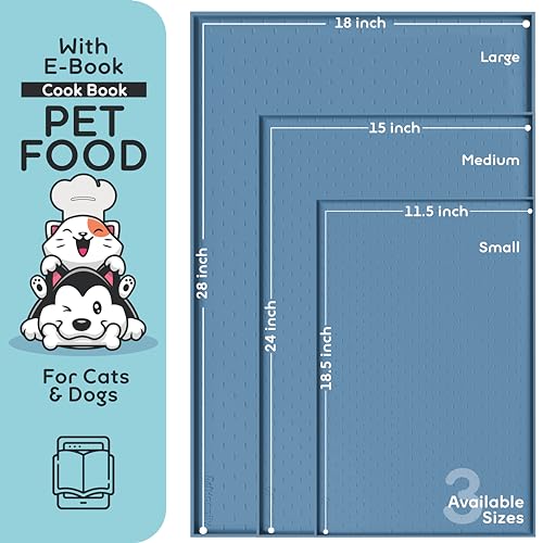 Dog Food Mat 28x18 Raised Edges Dogs Mat for Food and Water Prevent Spill (28"L x 18"W / Maya)