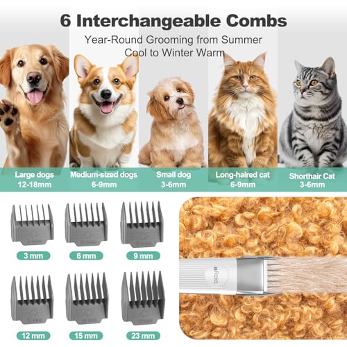 6-in-1 Dog Grooming Vacuum Kit, Pet Clipper & Nail Grinder, Green (Green)