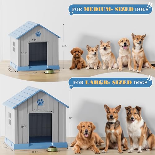 Dog House Outdoor Indoor (Blue / 31" L × 33.3" W × 33.5" H)