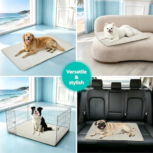 Dog Cooling Mat for Large Dogs (Dark Beige / 35"L x 23"W x 0.8"H)
