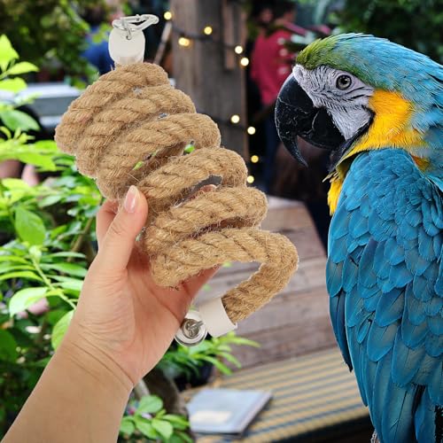 Bird Rope Perch Parrot Stand Rope Toy with Stable Clips 59.05 in Hanging Swing for Parakeets Lovebirds Cockatiels Bird Cage Accessory