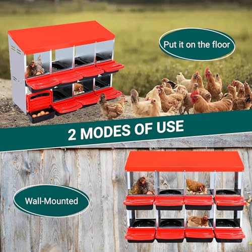 Chicken Nesting Box (Red- 8 compartment)