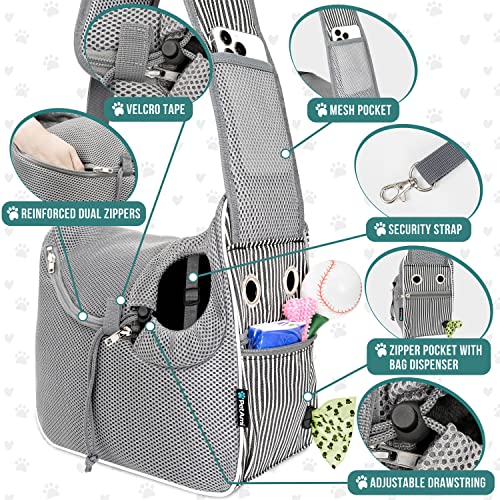 Dog Sling Carrier Small Dogs (Stripe Black)