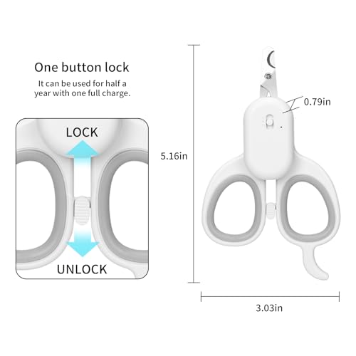 Cat Nail Clipper with LED Light (Suitable for Cats＆Dogs / Grey)