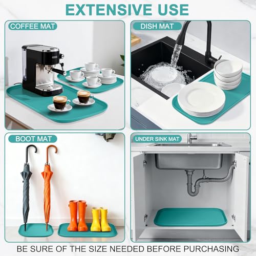 Waterproof Silicone Pet Food Mat with Raised Edge for Dog & Cat (Dark Turquoise / 12"L x 12"W)