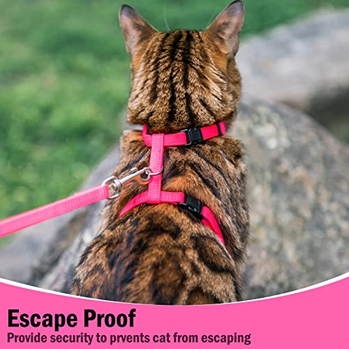 Adjustable Cat Harness and Leash Set Escape Proof Kitten Strap Collar for Walking Travel (Small / Hot Pink)