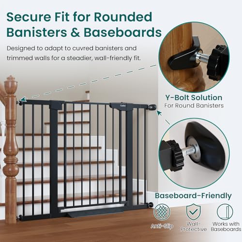 30 46" Baby Gate for Stairs (Black / 30"-46" W x 30.5" H)