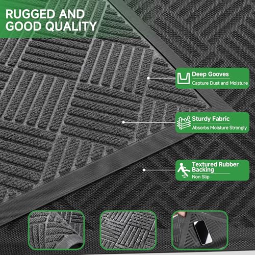 Front Door Mat (3' x 6' (Rectangular) / Grey Diamond)