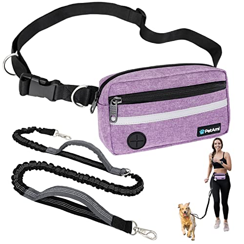 Hands Free Dog Leash Waist Belt Bag Fanny Pack (Purple / 1 Leash)