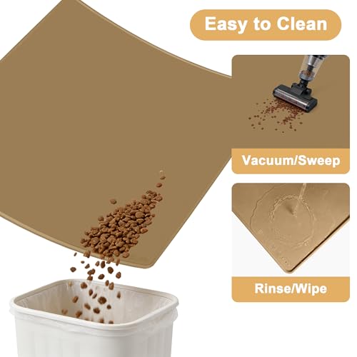 Extra Extra Large Silicone Dog Food Mat 39.4×43.3in and 128oz Silicone Bag Set (39.4"L x 43.3"W / Taupe Mat & Orange Bag)