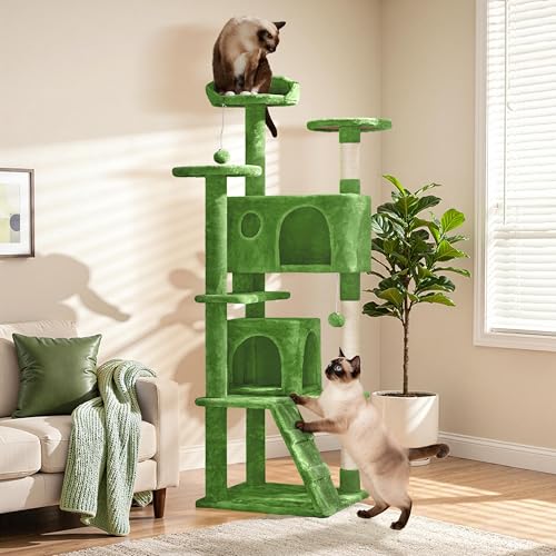 62in Cat Tree Tower (Green / 62in)