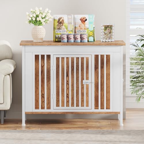39.96" Dog Crate Furniture for 1 or 2 Dogs (White / 40.0"L x 27.6"W x 33.5"H)