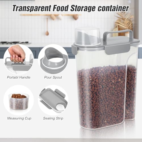 Dog Cat Food Storage Container 5 to 7 lbs (Light Grey / 6 Qt)