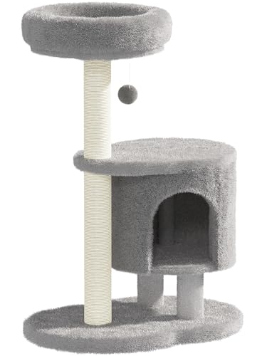 Cat Tree 34.3 Inches Cat Tower with Scratching Post (Gray)