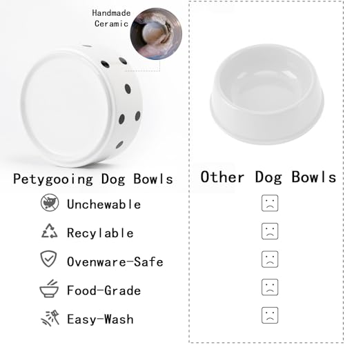 Elevated Raised Ceramic Dog Bowl for Small Breeds (Black Dot / 1.7 Cups - Small)