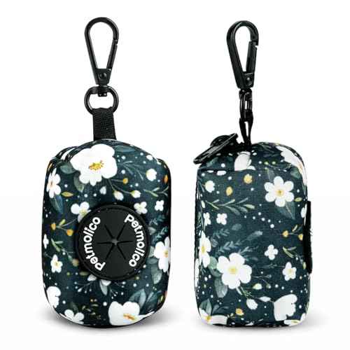 Dog Poop Bag Holder Dispenser 2 Pack (Cyan&Flower)