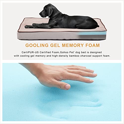 Orthopedic Memory Foam Dog Bed (Khaki Short Plush / Medium-29"x 18" x 3")