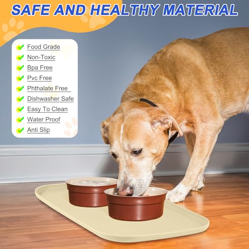 Silicone Pet Food Mat with Raised Edge for Food and Water Bowl