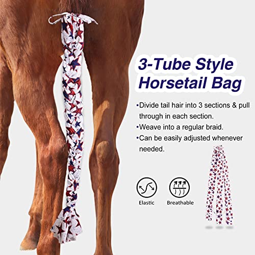 3 Tube Stretchy Fabrics Adjustable Closure Lightweight Horse Tail Bag for Horses Braid (Dream Star)